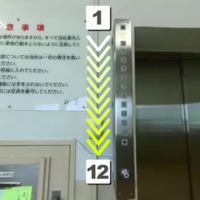 上から下へ降りるエレベーターのため、数字は下に向かって大きくなる