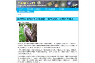 高校生が発見した小惑星「あやぱに」と命名…カンムリワシの羽根を意味 画像
