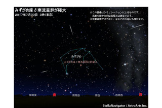 みずがめ座δ南流星群が7/30極大、1時間に10個程度 画像