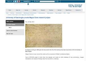英大学、800年前の憲章マグナカルタの原本を追う 画像