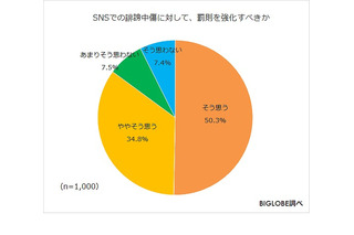 SNSでの誹謗中傷に対する罰則、8割強が「強化すべき」 画像