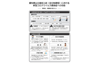 【高校受験2021】愛知県公立入試のコロナ対応リーフレット 画像