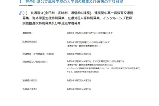 【高校受験2024】神奈川県公立高入試の日程、学力検査2/14 画像