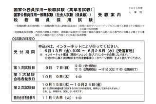 国家公務員、一般職(高卒・社会人)受験案内を公表 画像