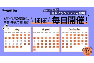 TOEFL iBT、実施回数と会場を増設…今夏ほぼ毎日実施 画像