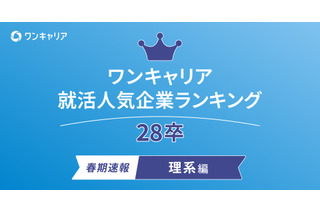 理系28卒の就活人気ランキング、1位は総研…ワンキャリア 画像