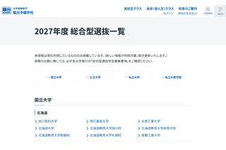 【大学受験2027】総合型選抜、国公私立大の一覧公表…駿台 画像