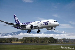 ANA、世界初飛行を記念して特別塗装のB787を公開 画像