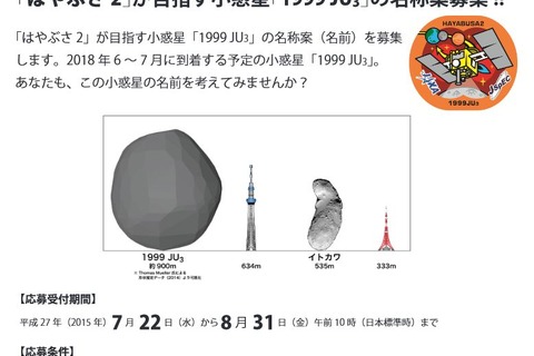 JAXA、はやぶさ2が目指す小惑星「1999 JU3」の名称案募集 画像