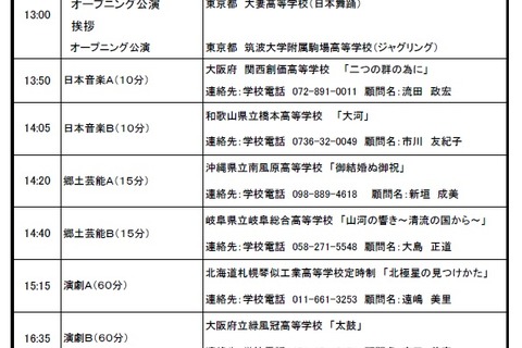 「全国高等学校総合文化祭」優秀校による東京公演8/29・30 画像