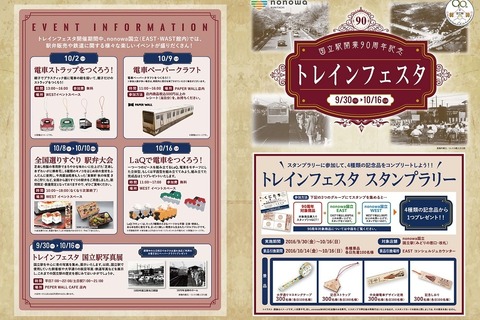国立駅開業90周年記念でワークショップや駅弁大会9/30より 画像