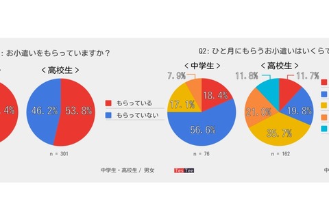 中高生の「お小遣い事情」もらっているのは約半数、3割「貯金」も 画像