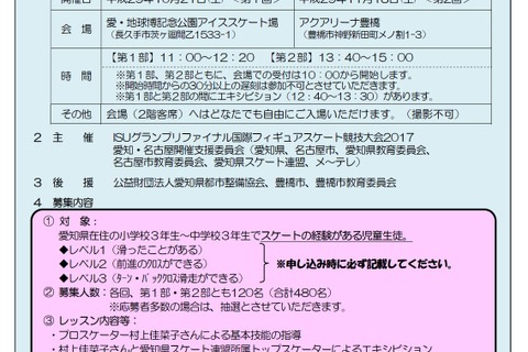 村上佳菜子プロスケーターに学ぶスケート教室…愛知10/21・11/18 画像