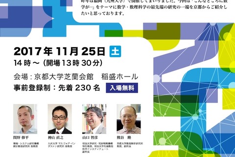「こんなところに数学が…」京大、数学・数理科学講演会11/25 画像