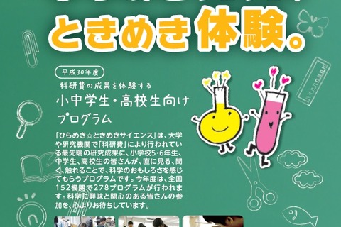 小5-高校生対象、2018年度「ひらめき☆ときめきサイエンス」一覧 画像