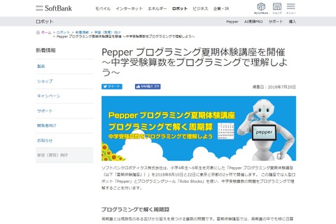 【夏休み2018】中学受験算数をプログラミングで理解、Pepperに教える講座 画像