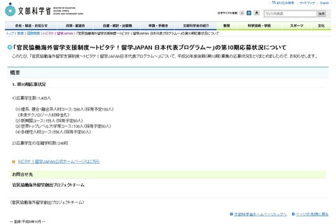 トビタテ！留学JAPAN、第10期に1,405人が応募 画像