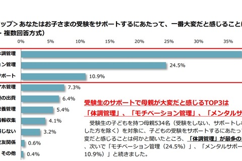 受験生のサポート、母親が1番大変だと感じることは？ 画像