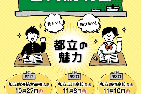 【高校受験】最大96校参加「都立高校等合同説明会」3会場で10・11月 画像