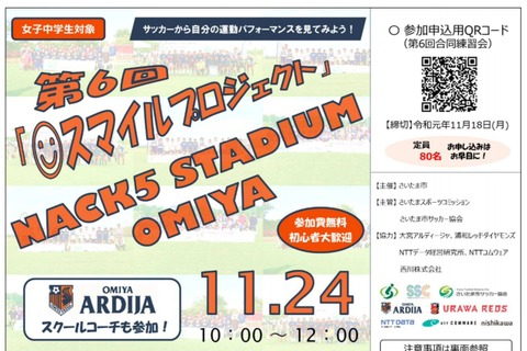 中学生年代女子サッカー合同練習会「スマプロ」11/24 画像