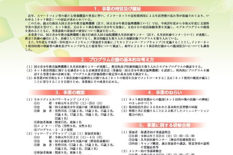 ネット依存、治療キャンプ参加前後で生活習慣など改善 画像