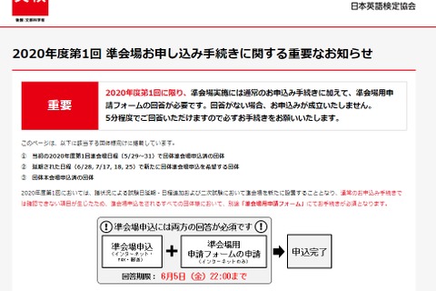 英検、準会場実施団体へ申請手続を案内 画像