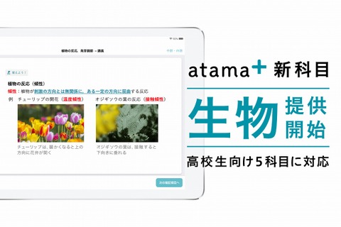 AI学習システムatama＋、高校生向け「生物」の提供開始 画像