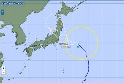 台風8号、7/27に東北地方から東日本に接近し上陸するおそれ 画像