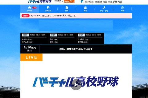 【高校野球2021夏】8/10開幕、台風で1日順延 画像