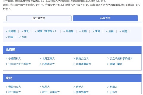 【大学受験2023】国公立大学の入試日程・地方試験会場一覧 画像