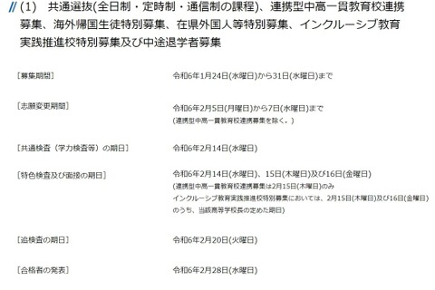 【高校受験2024】神奈川県公立高入試の日程、学力検査2/14 画像