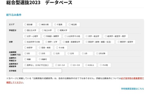 【大学受験2024】総合型・学校推薦型データベース、首都圏103校が12月以降出願可 画像