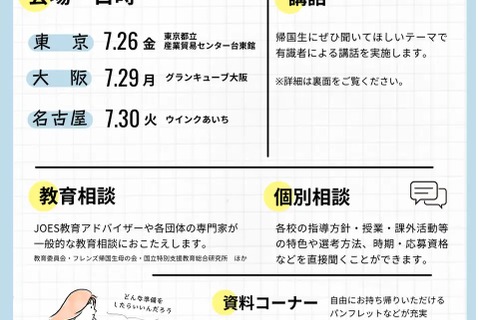 全国3会場「帰国生のための学校説明会・相談会」7月 画像