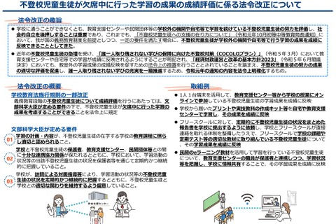 不登校中の学習成果を成績に反映、法令改正を通知…文科省 画像