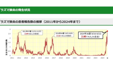 東京都…マイコプラズマ肺炎の報告数が過去最多に 画像