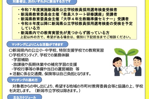 新潟県、学校マッチングサポート事業…1次応募7/31まで 画像