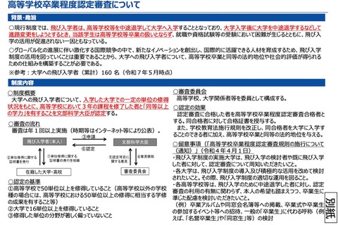 高卒程度認定審査(前期)結果発表…飛び入学者2人合格 画像