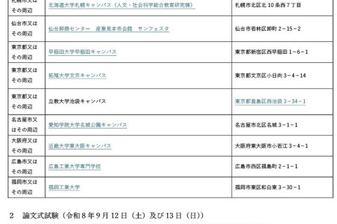 司法試験＆予備試験2026、会場を発表…日程まとめ 画像
