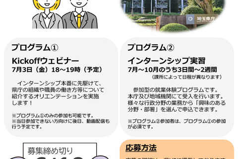 全国の大学生ら対象「埼玉県庁インターンシップ」169部署で受入れ 画像