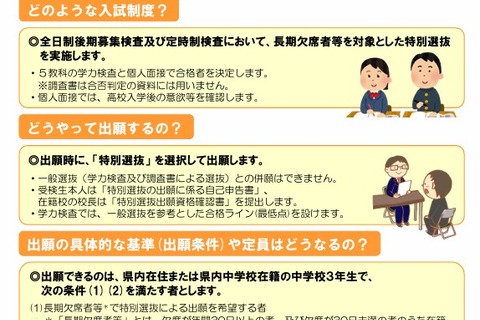 【高校受験2027】山梨県公立高、長期欠席者のための「特別選抜」リーフレットなど公開 画像