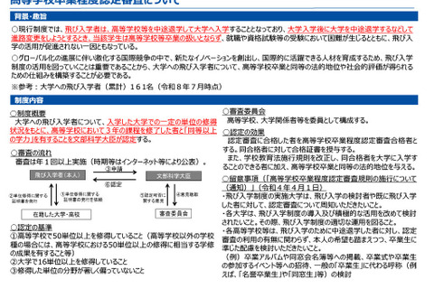 飛び入学者対象「高卒程度認定審査」後期、10/26まで受付 画像