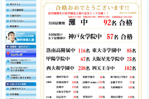 【中学受験2014】灘中合格速報…浜学園92名で10年連続日本一か 画像