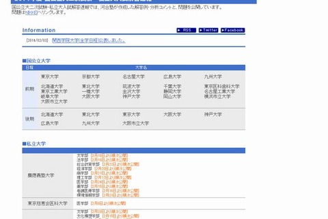 【大学受験2014】各予備校が解答速報、上智や関関立など 画像