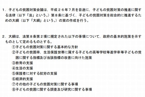 子どもの貧困対策会議、7月に大綱案を作成 画像