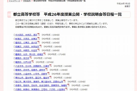 東京都立学校の授業公開・学校説明会の日程…体育祭や文化祭も 画像