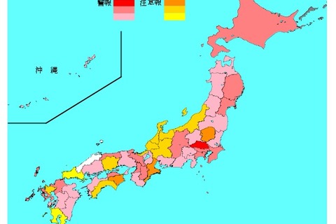 【インフルエンザ14-15】12都道府県で警報発令 画像