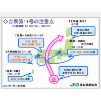 【台風11号】西日本付近に16日接近、18日まで大雨や暴風に警戒 画像