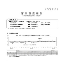 家計調査H30年2月速報…教育費1万84円、3か月連続の実質減少 画像