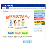 【中学受験】SAPIX小学部、合格実績ページを公開 画像