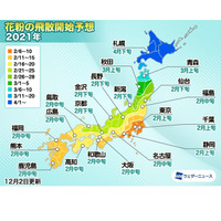 2021年春の花粉、飛散量は前年よりも多い予想 画像